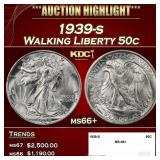 1939-s Walking Liberty Half Dollar 50c ms66+ SEGS