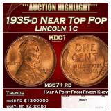 1935-d Lincoln Cent Near Top Pop 1c ms67+ rd SEGS