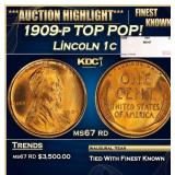 1909-p Lincoln Cent TOP POP! 1c ms67 rd SEGS