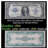 1923 $1 large size Silver Certificate Grades vf+ S