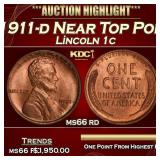 1911-d Lincoln Cent Near Top Pop! 1c ms66 rd SEGS