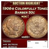 1906-s Barber Half Dollars Colorfully Toned 50c ms