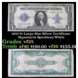 1923 $1 large size Silver Certificate Grades vf+ S