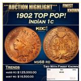 1902 Indian Cent TOP POP! 1c ms68 rd SEGS