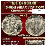 1942-s Mercury Dime Near Top Pop! 10c ms67+ fsb SE