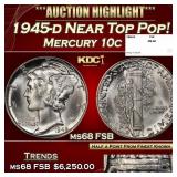 1945-d Mercury Dime Near Top Pop! 10c ms68 FSB SEG