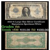 1923 $1 large size Silver Certificate Grades f+ Si