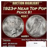 1923-p Peace Dollar Near Top Pop $1 ms66+ SEGS