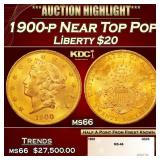 1900-p Gold Liberty Double Eagle Near Top Pop $20