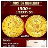 1900-p Gold Liberty Half Eagle $5 ms66+ SEGS