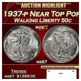 1937-p Walking Liberty Half Dollar Near Top Pop 50