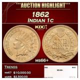 1862 Indian Cent 1c ms66+ SEGS