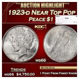 1923-d Peace Dollar Near Top Pop $1 ms66 SEGS