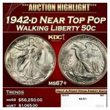 1942-d Walking Liberty Half Dollar Near Top Pop 50