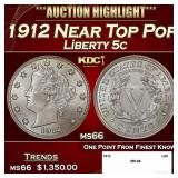 1912 Liberty Nickel Near Top Pop 5c ms66 SEGS