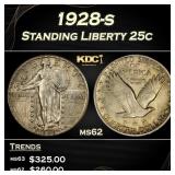 1928-s Standing Liberty Quarter 25c Grades ms62