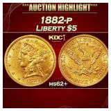 1882-p Gold Liberty Half Eagle $5 ms62+ USCG