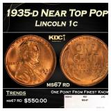 1935-d Lincoln Cent Near Top Pop 1c ms67 rd SEGS