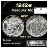 1942-s Mercury Dime 10c ms67 fsb SEGS