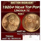1920-p Lincoln Cent Near Top Pop! 1c ms67 rd SEGS