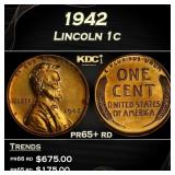 1942 Proof Lincoln Cent 1c Grades pr65+ rd