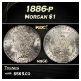 1886-p Morgan Dollar $1 Grades ms66