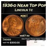1936-d Lincoln Cent Near Top Pop 1c ms67 rd SEGS