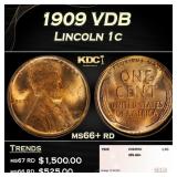 1909 VDB Lincoln Cent 1c ms66+ rd SEGS
