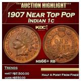 1907 Indian Cent Near Top Pop 1c ms66+ rb SEGS