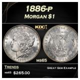 1886-p Morgan Dollar $1 Grades ms65
