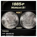 1885-p Morgan Dollar $1 Grades ms65+