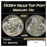 1939-p Mercury Dime Near Top Pop! 10c ms68 SEGS