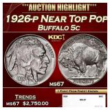 1926-p Buffalo Nickel Near Top Pop 5c ms67 SEGS