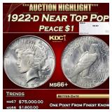 1922-d Peace Dollar Near Top Pop $1 ms66+ SEGS