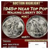 1945-p Walking Liberty Half Dollar Near Top Pop 50