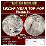 1923-p Peace Dollar Near Top Pop $1 ms67 SEGS