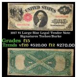 1917 $1 Large Size Legal Tender Note Grades f+ Sig