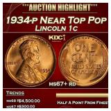 1934-p Lincoln Cent Near Top Pop 1c ms67+ rd SEGS