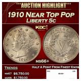 1910 Liberty Nickel Near Top Pop 5c ms66+ SEGS