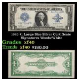 1923 $1 large size Silver Certificate Grades xf Si