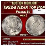 1922-s Peace Dollar Near Top Pop $1 ms65+ SEGS
