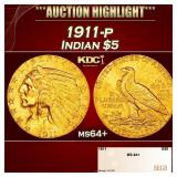 1911-p Gold Indian Half Eagle $5 ms64+ SEGS