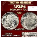 1939-s Mercury Dime 10c ms66 FSB SEGS
