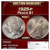 1925-p Peace Dollar $1 ms66+ SEGS