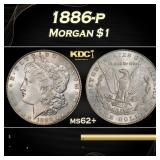 1886-p Morgan Dollar $1 Grades ms62+