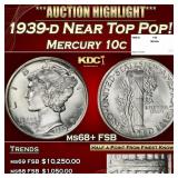 1939-d Mercury Dime Near Top Pop! 10c ms68+ FSB SE