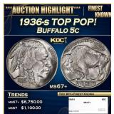 1936-s Buffalo Nickel TOP POP! 5c ms67+ SEGS