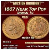 1867 Indian Cent Near Top Pop 1c ms66+ rb SEGS