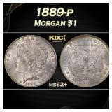 1889-p Morgan Dollar $1 Grades ms62+