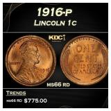 1916-p Lincoln Cent 1c Grades ms66 rd